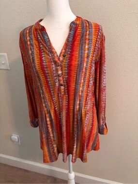 Vibrant Multicolor Striped Tunic Top